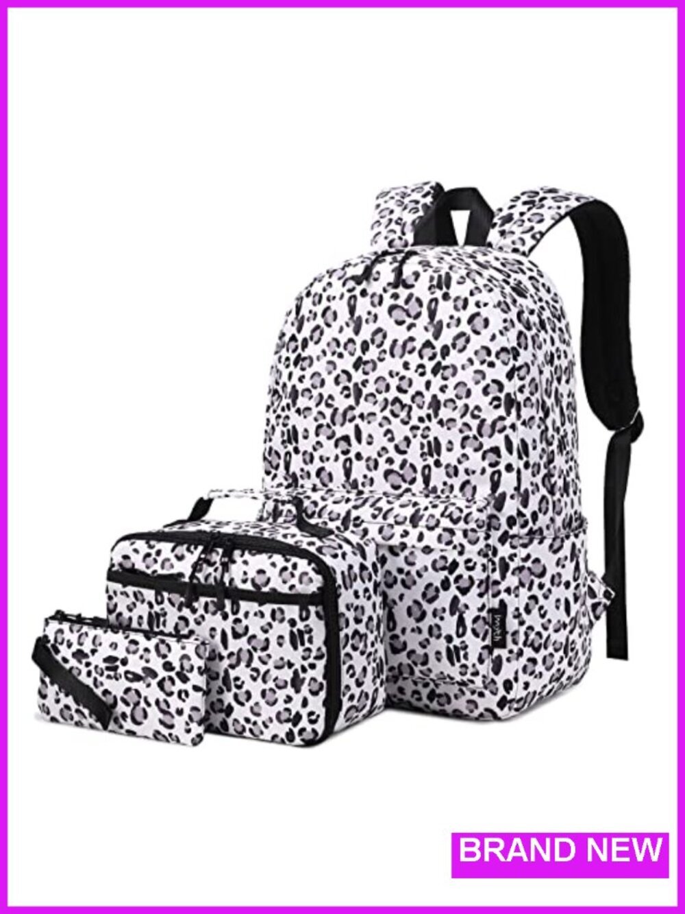 Kids School Backpack Set with Lunch Box and Pencil Bag Leopard Print
